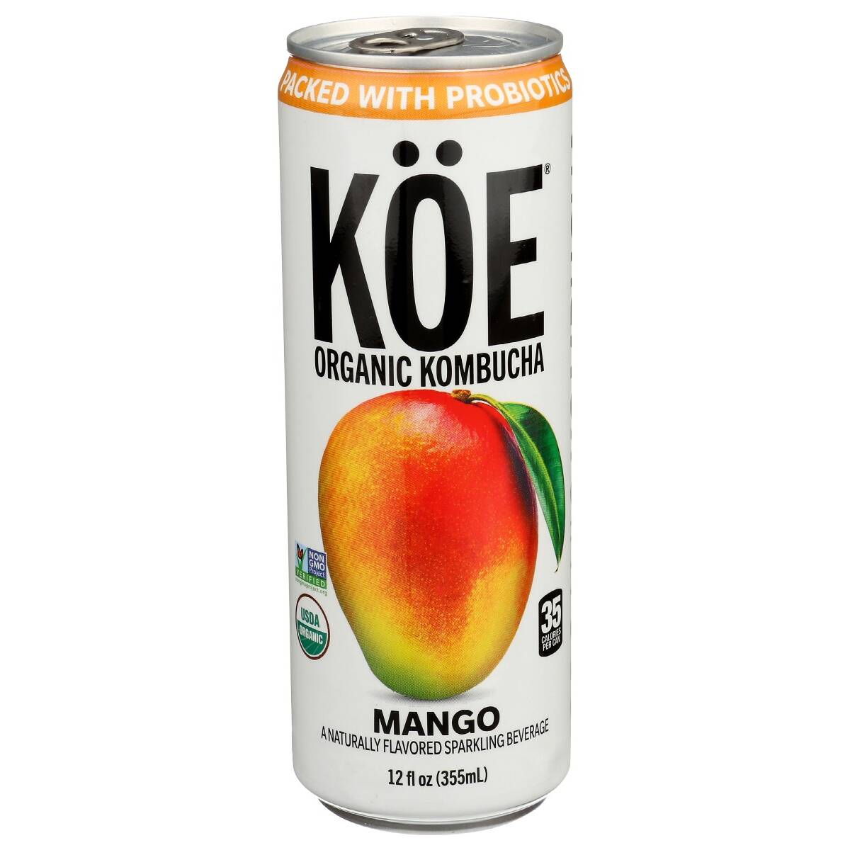  Koe Kombucha Cans, Mango, Organic Sparkling Fruit Drinks With  Live Probiotics and Vitamin C